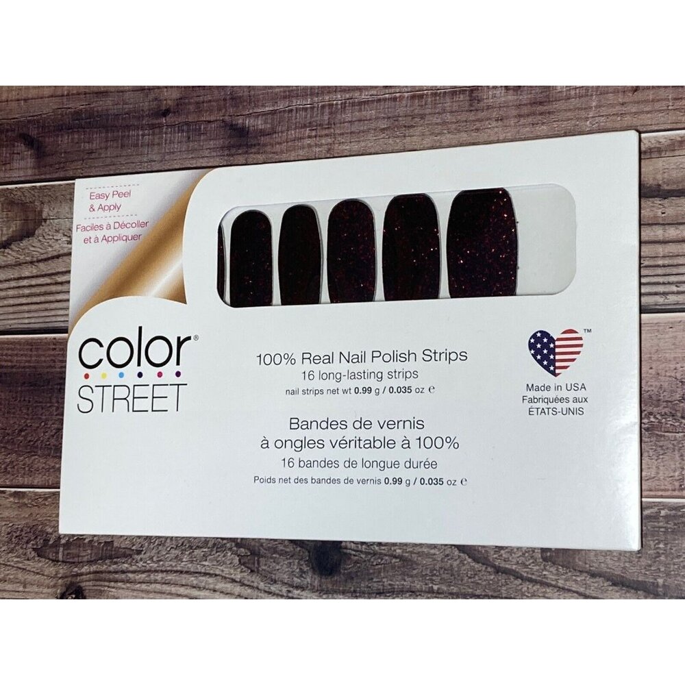 Color Street Russian Around Deep Crimson Red Sparkle Glitter Nail Strips